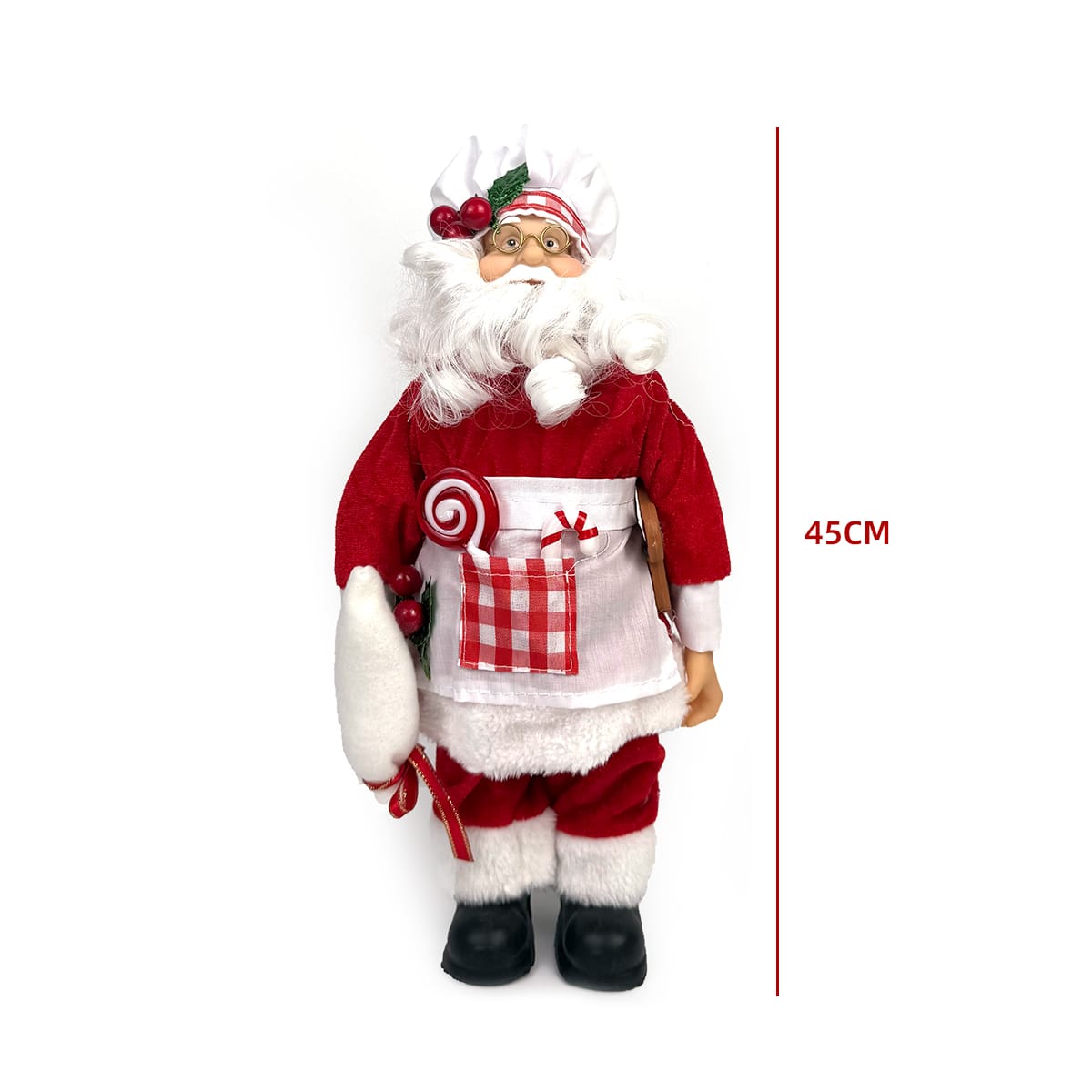FIGURA DECORATIVA NAVIDEÑA VIEJO PASCUERO CHEF 45 cm 1