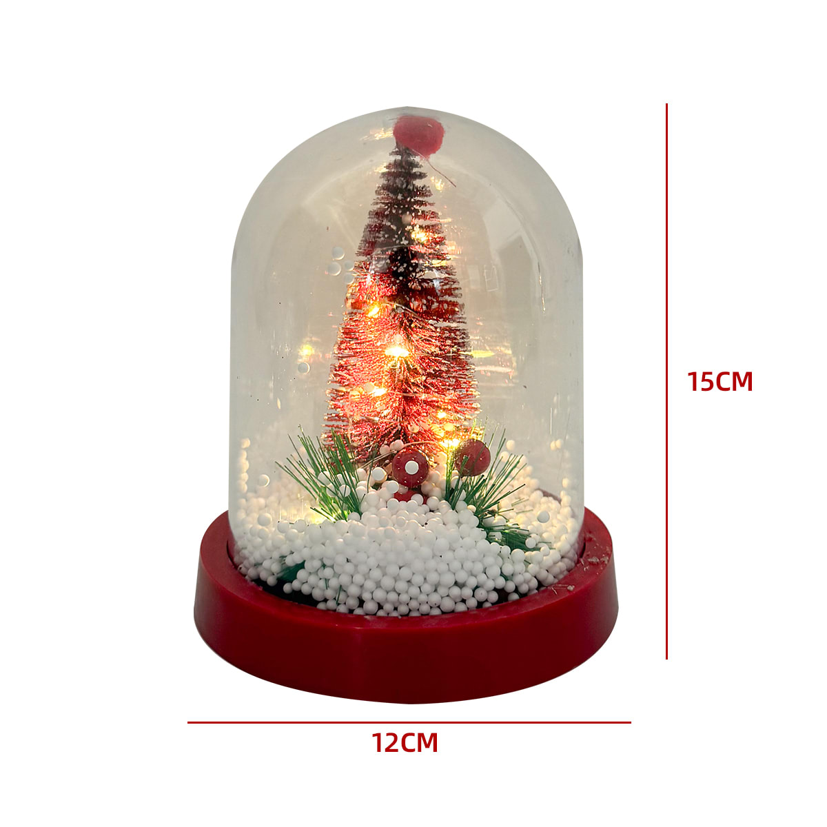 ADORNO NAVIDAD ESFERA TRANSPARENTE CON LUZ 12X15CM 1