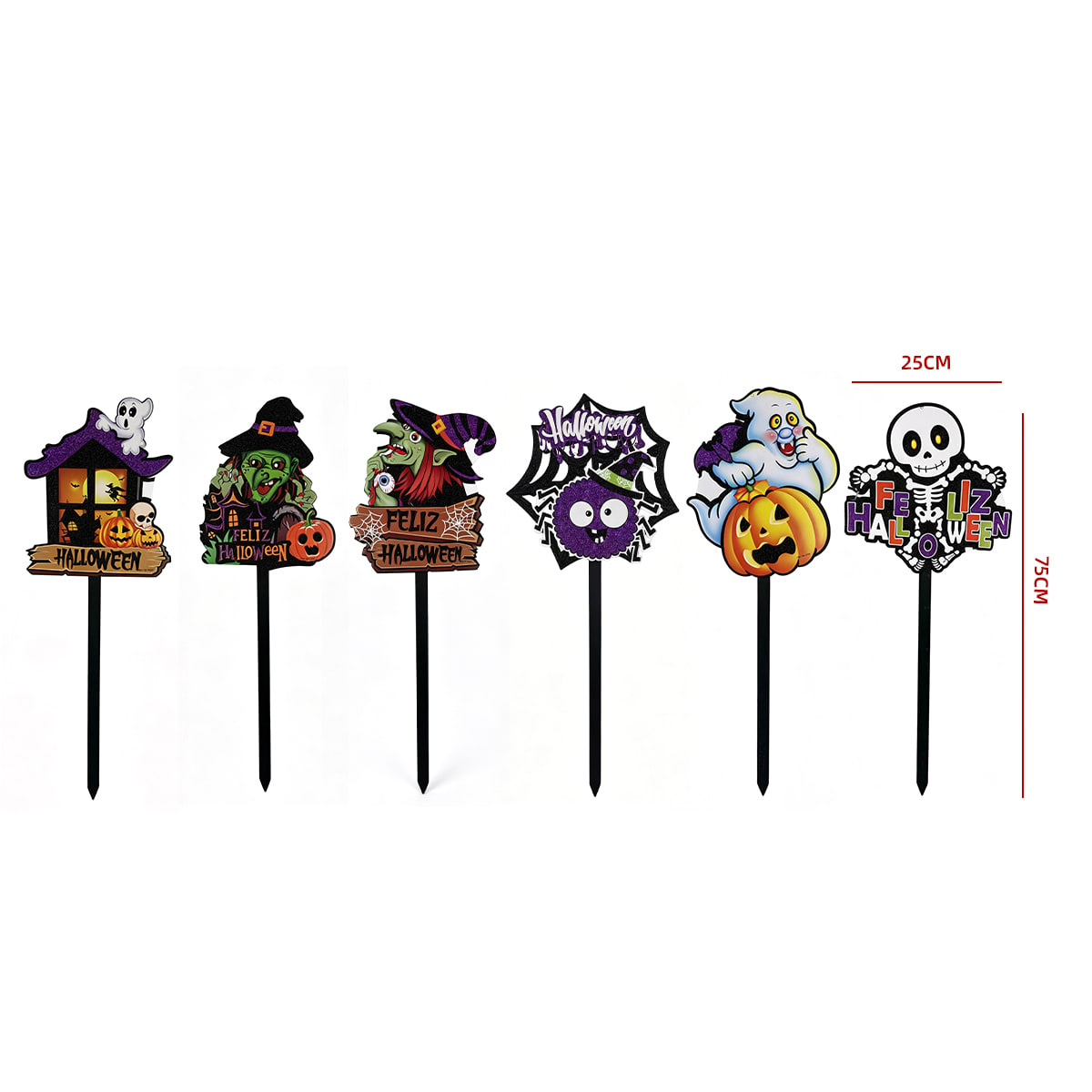 ADORNO JARDIN ESTACA HALLOWEEN MULTIPLE DISEÑO 75X25cm 0