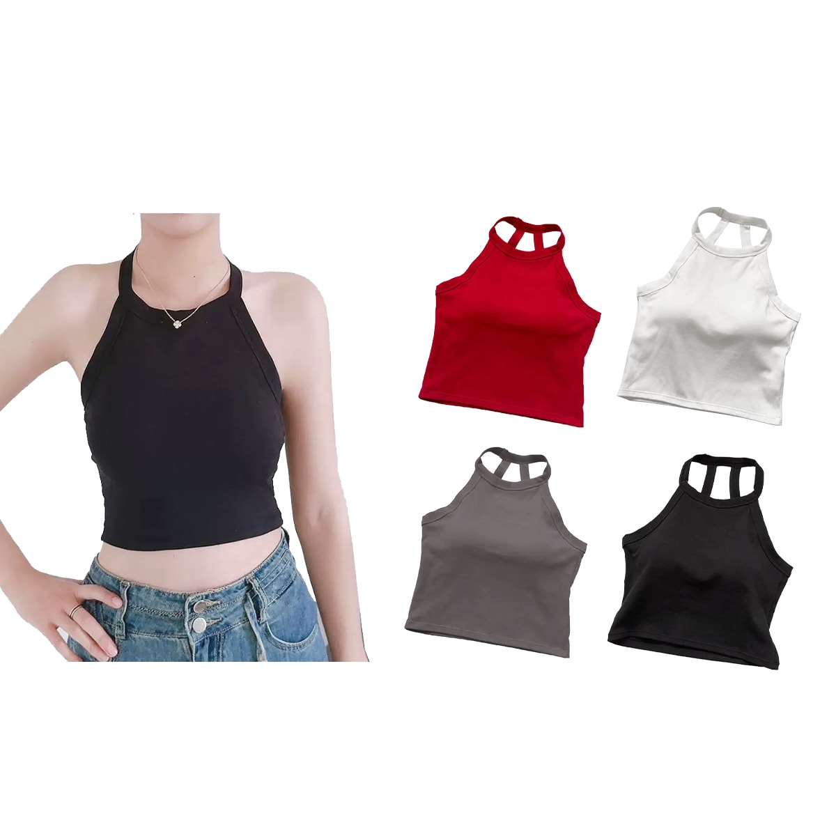 POLERA CUELLO HALTER MUJER T.U 0