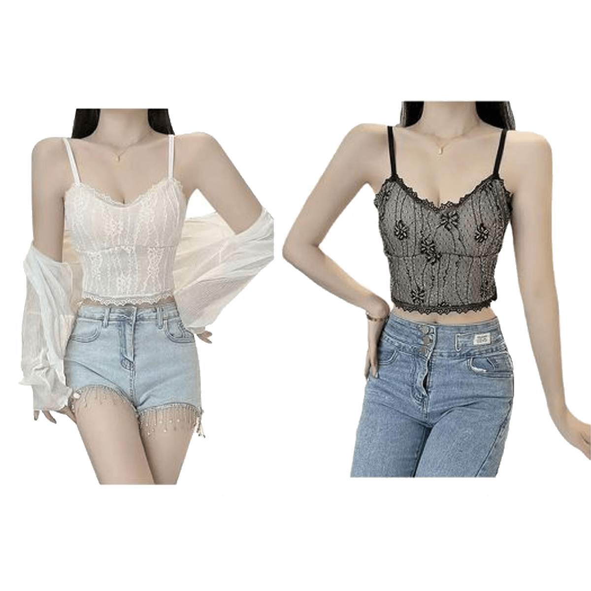 POLERA PABILO MUJER CORTA ENCAJE MUJER COPA PREHORMADA T.U 0