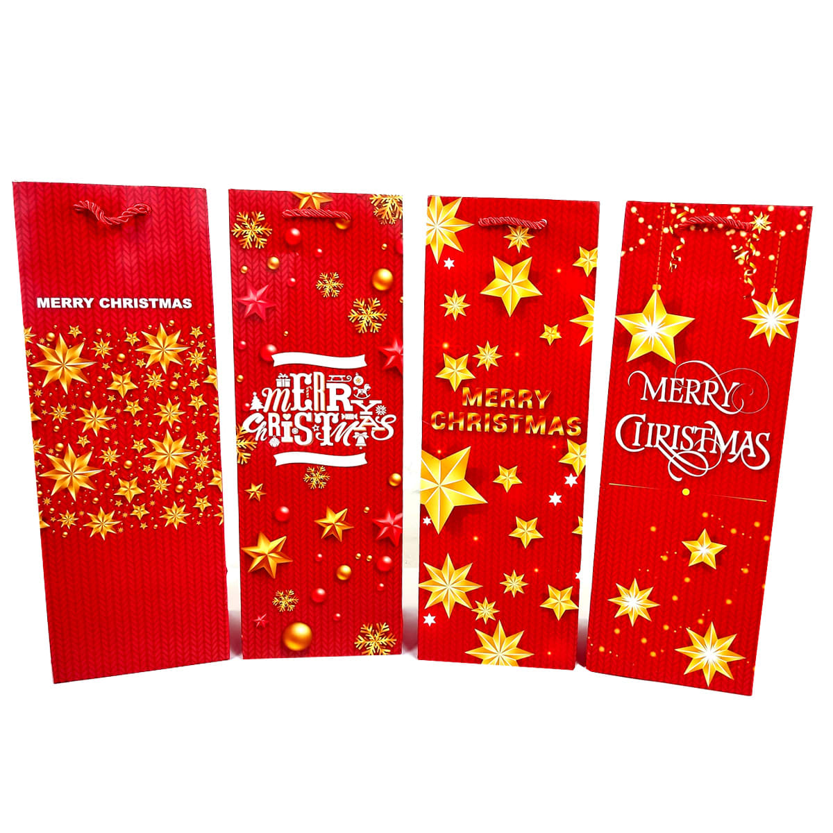 BOLSA DE REGALO NAVIDAD ROJO MERRY CHRISTMAS 12.5X8.5X36CM | 12 UNID2