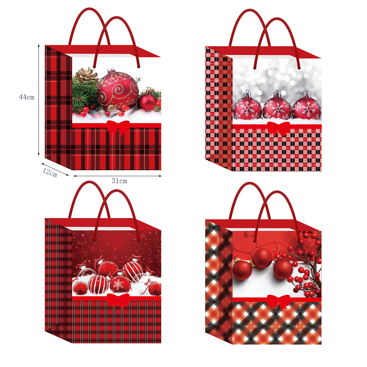 BOLSA DE REGALO NAVIDA FONDO BLANCO ADORRNOS 44X31X12CM | 12 UNID1