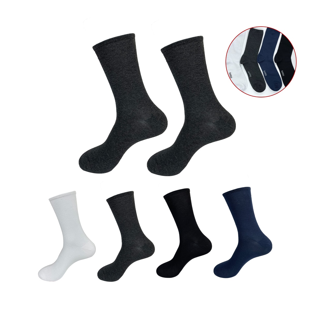 CALCETINES DE HOMBRE CORTE MEDIO LISO BAMBU  | 12 UNID 0