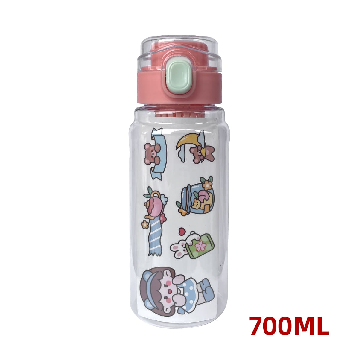 BOTELLA DE PLÁSTICO CON FILTRO STICKERS DECORATIVO 700ML   | 12 UNID3