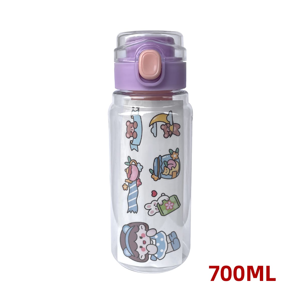 BOTELLA DE PLÁSTICO CON FILTRO STICKERS DECORATIVO 700ML   | 12 UNID2