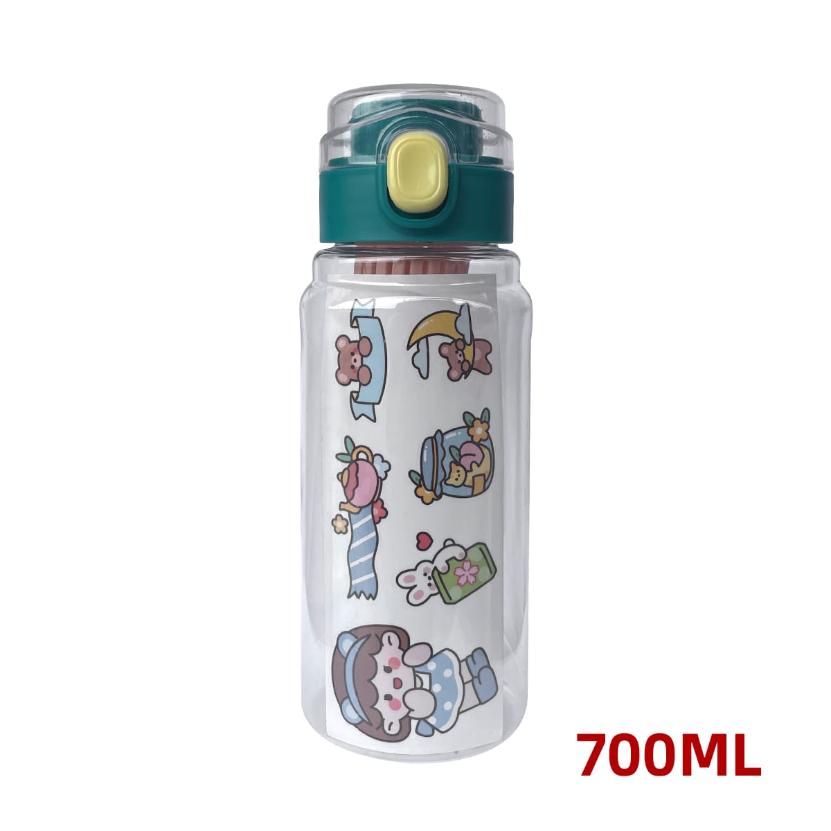 BOTELLA DE PLÁSTICO CON FILTRO STICKERS DECORATIVO 700ML   | 12 UNID 0