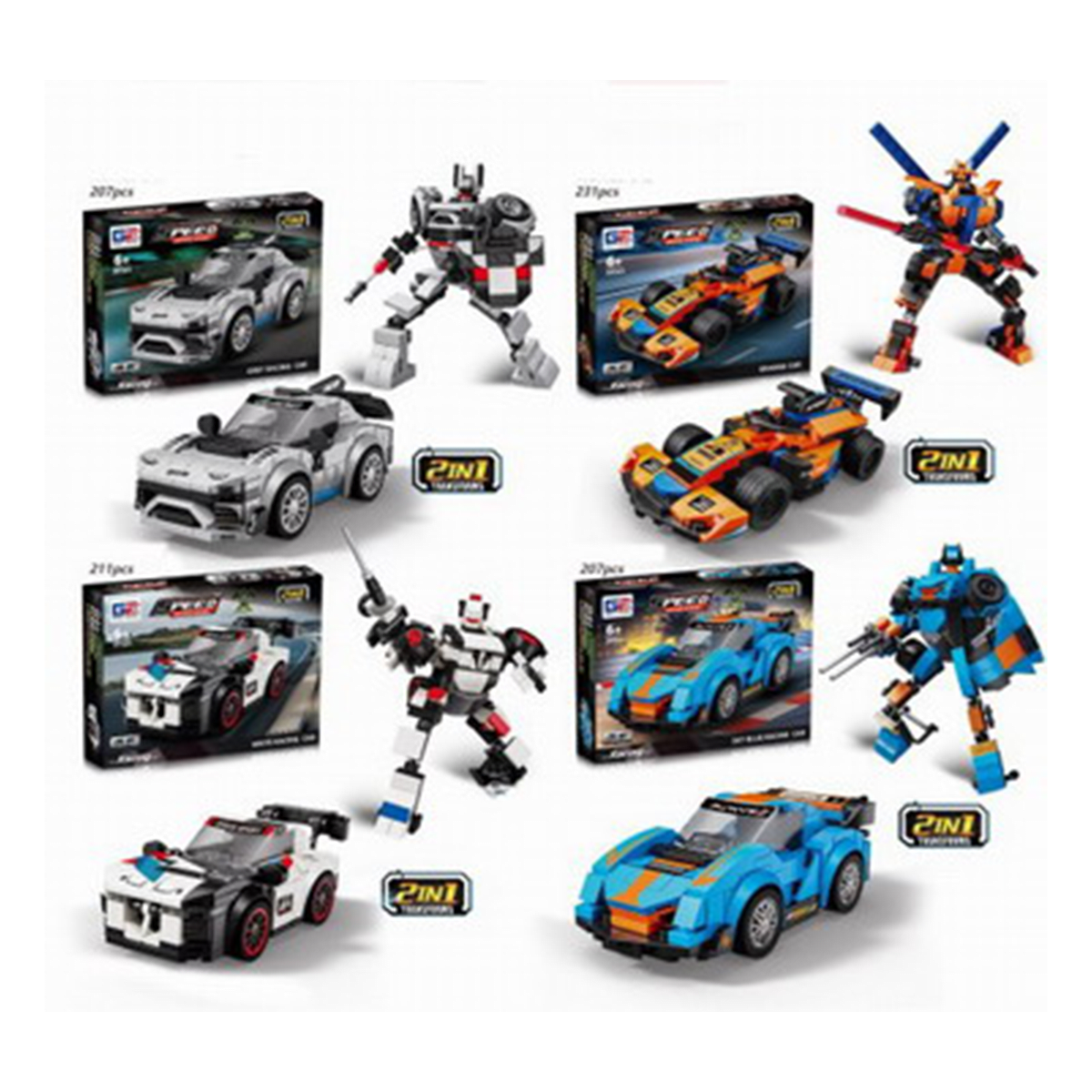 AUTO CARRERA TRANFORMA ROBOT 207 PCS2