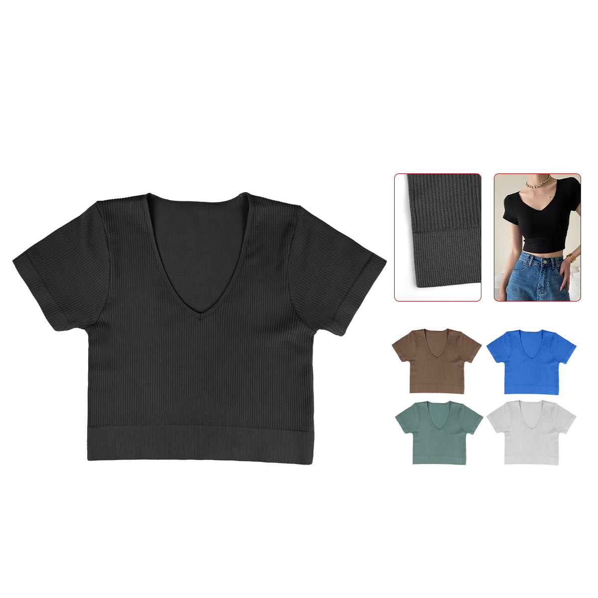 CAMISETA  LOLA  ACANALADO SIN COSTURA MANGA CORTA  M-L/L-XXL2