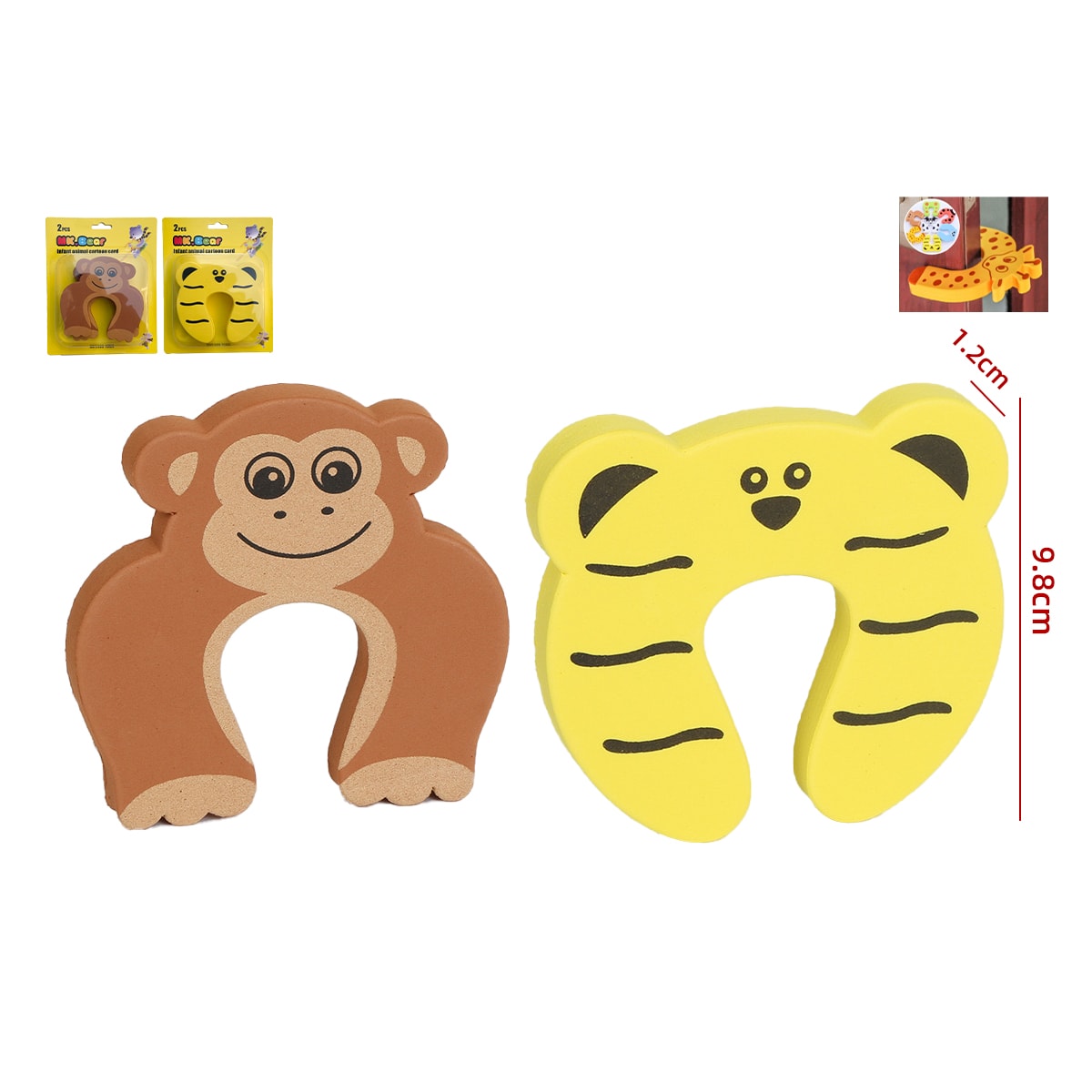 TOPE PARA PUERTA Y CAJONES DISEÑO ANIMALES 9.8X1.2CM | 12 UNID2