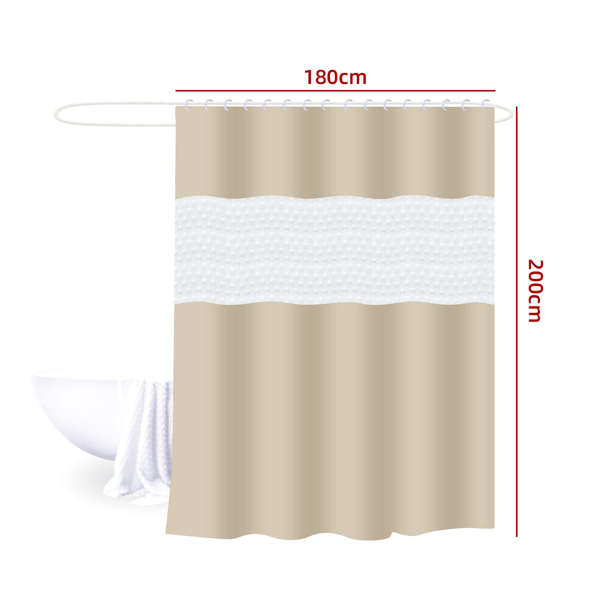 CORTINA DE DUCHA BEIGE 180X200CM  0