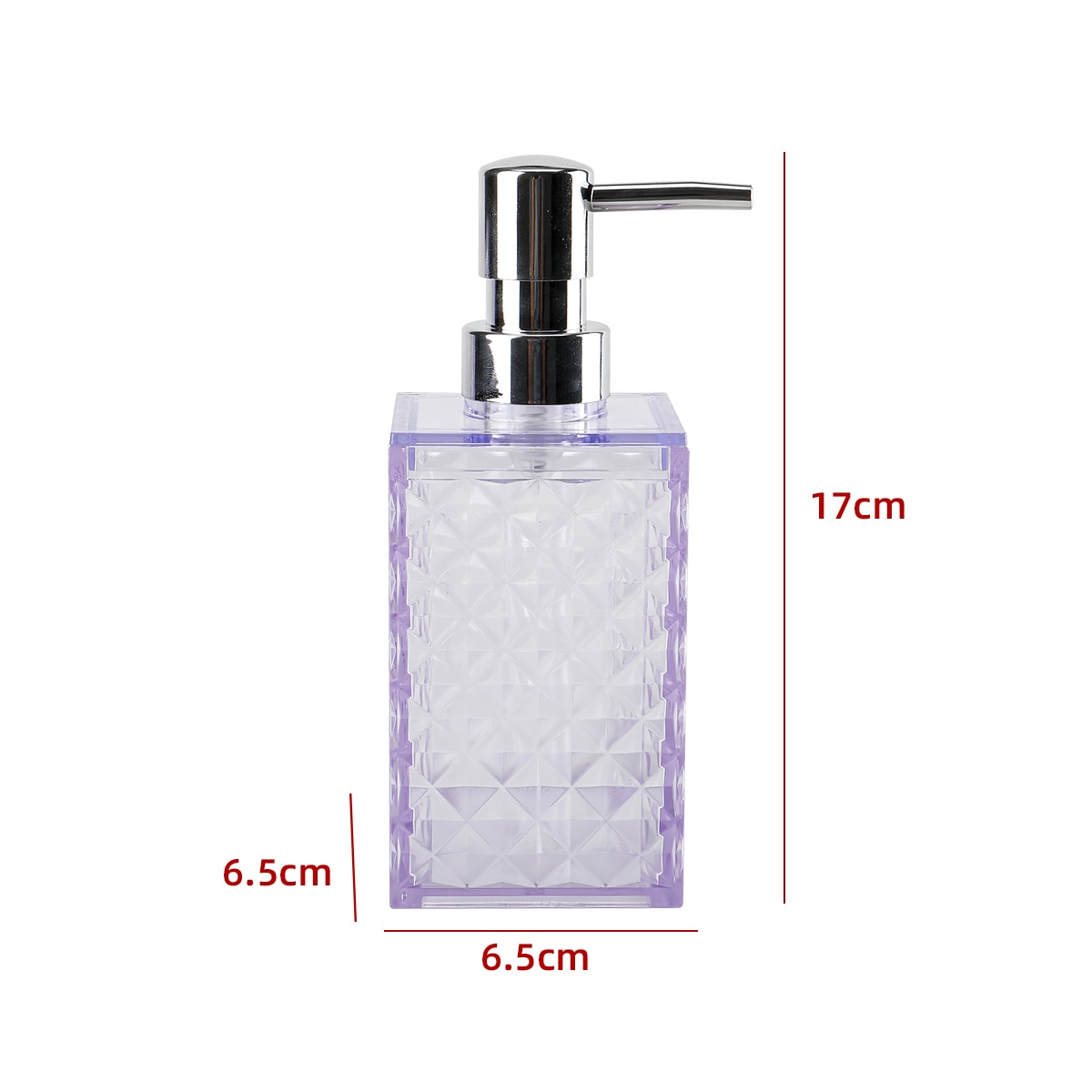 DISPENSADOR DE JABON TRANSPARENTE LILA 17X6.5X6.5CM  0