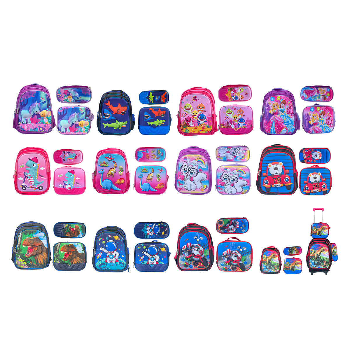 MOCHILA INFANTIL CON RUEDAS INCLUYE ESTUCHE Y LONCHERA 0