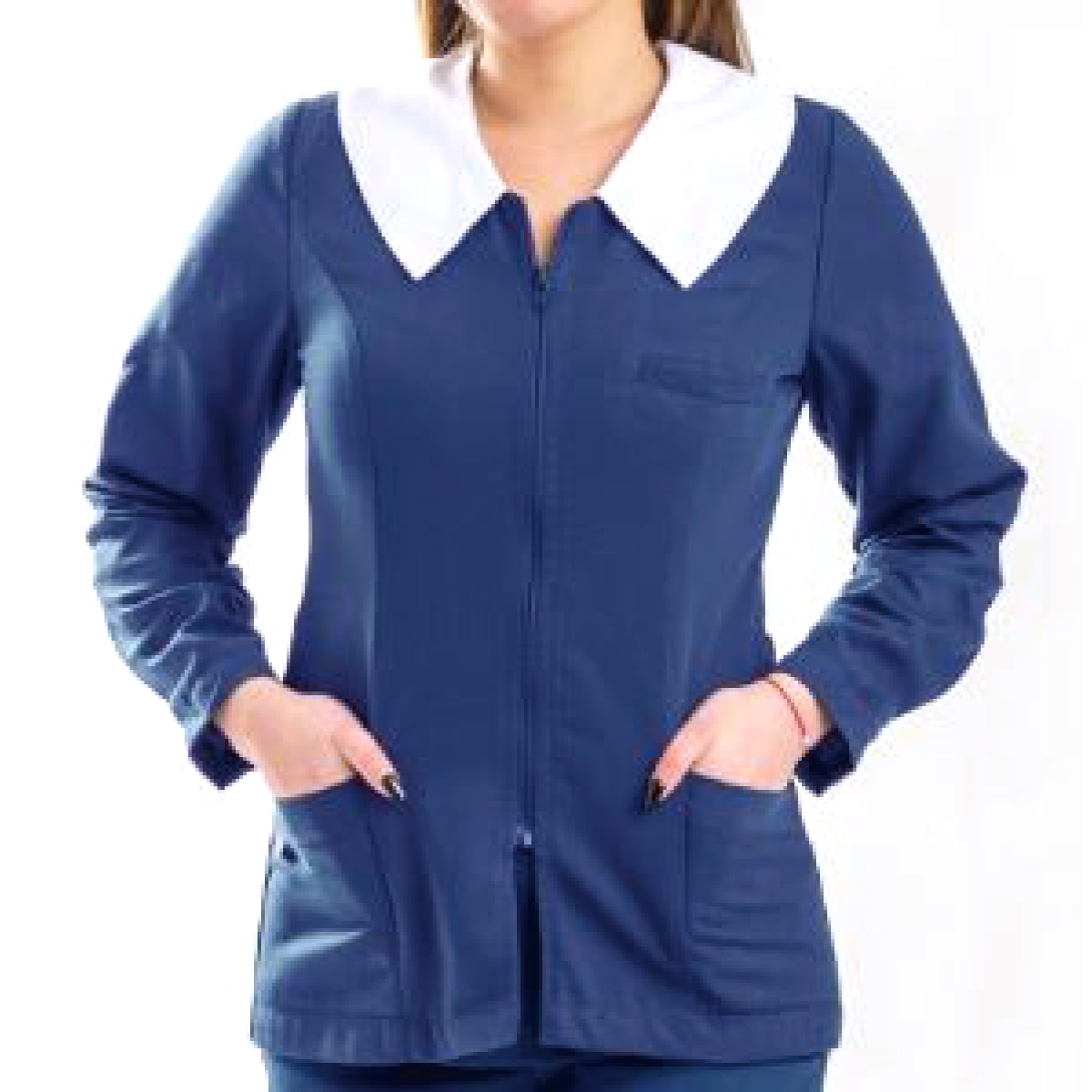 DELANTAL MANGA LARGA LISO AZUL Y VERDE CON CIERRE S-M-L-XL-2XL2