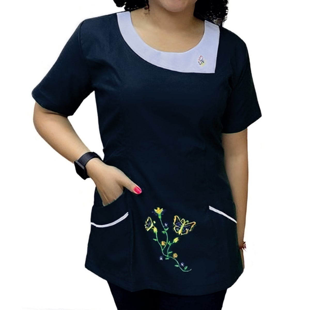 DELANTAL MANGA CORTA DISEÑO CON  CIERRE ATRAS COLOR AZUL Y VERDE S-M-L-XL-2XL3