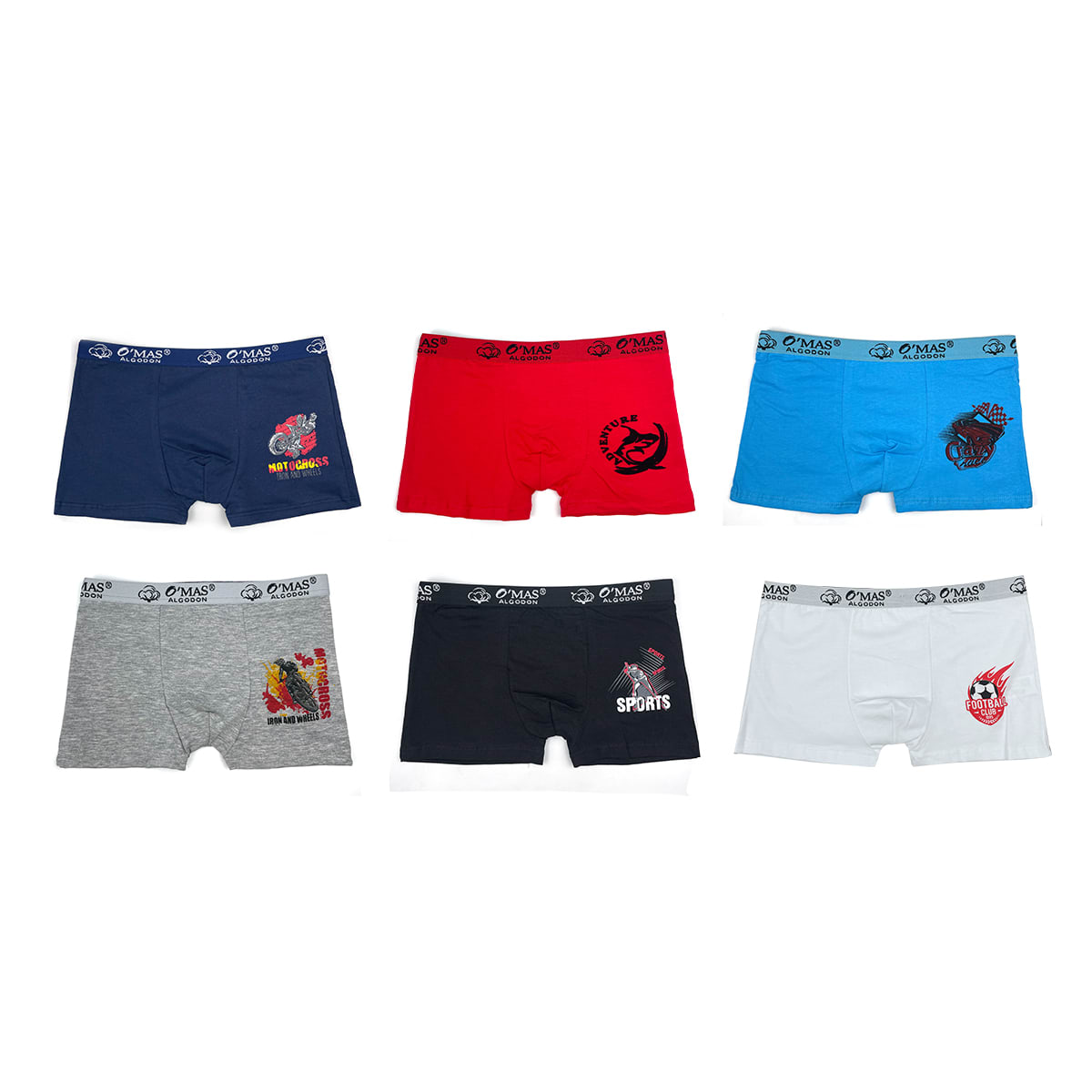 BOXERS DE ALGODÓN JUVENIL LISO ESTAMPADO TALLAS 10-12/12-14/14-16 | 12 UNI2