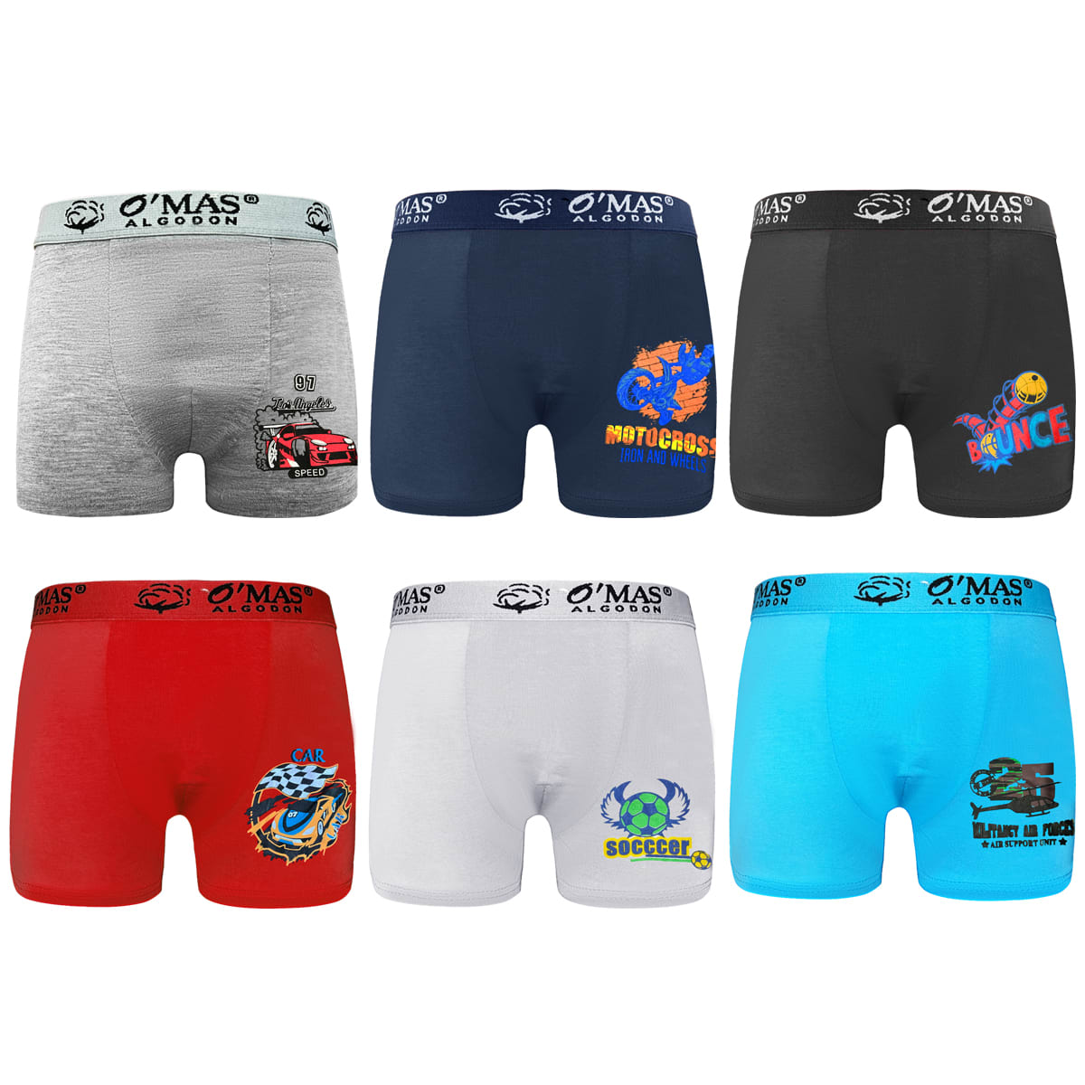 BOXERS DE ALGODÓN JUVENIL LISO ESTAMPADO TALLAS 10-12/12-14/14-16 | 12 UNI 0