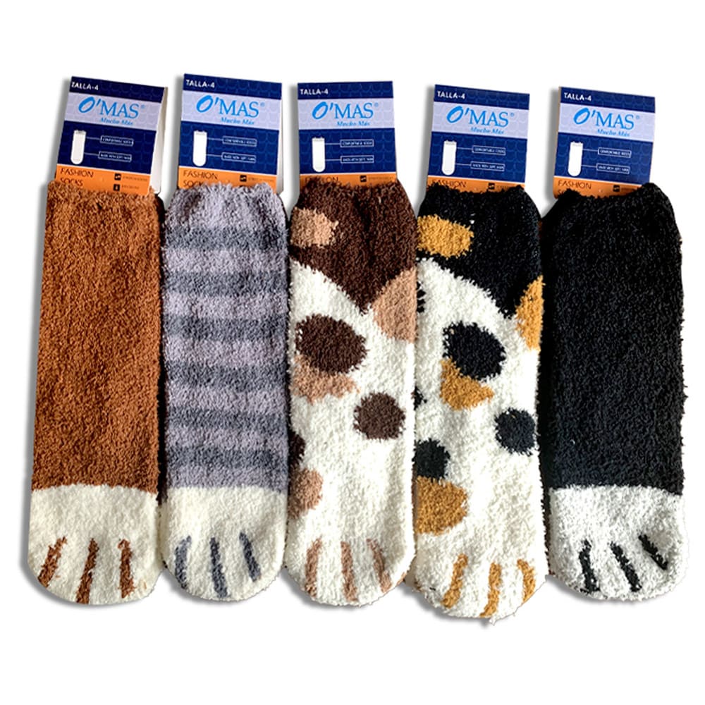 CALCETINES PLUSH NIÑO CORTE MEDIO GARRA MASCOTA TALLA 6 | 12 UNID3