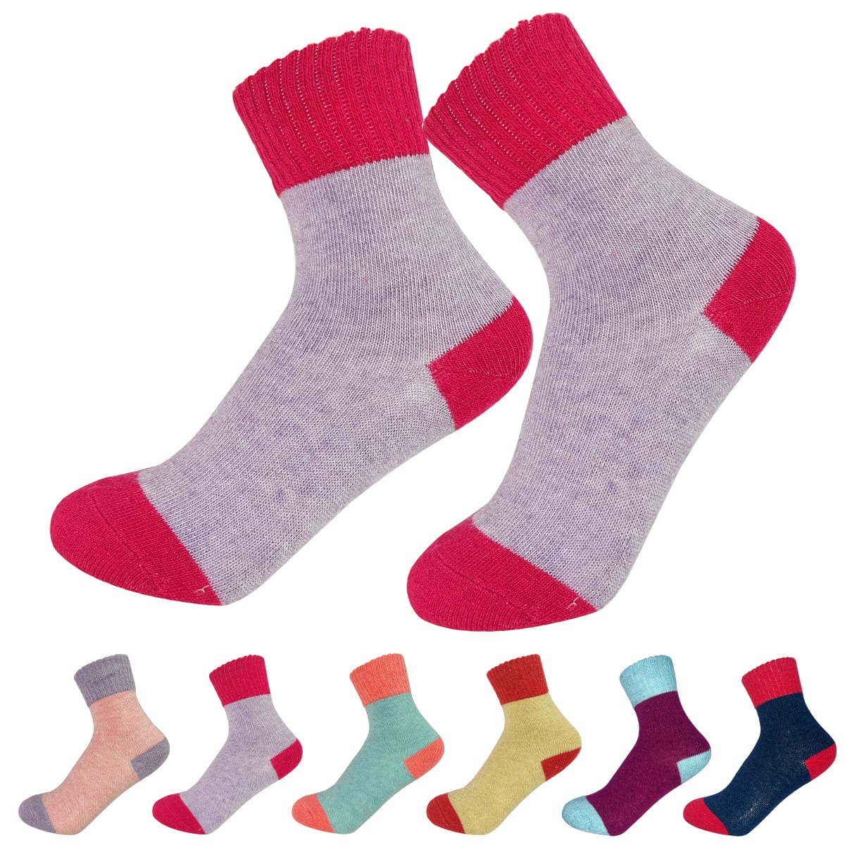 CALCETINES DE NIÑA LANA MEDIA CAÑA LISO TALLA 6 |12 UNID 0