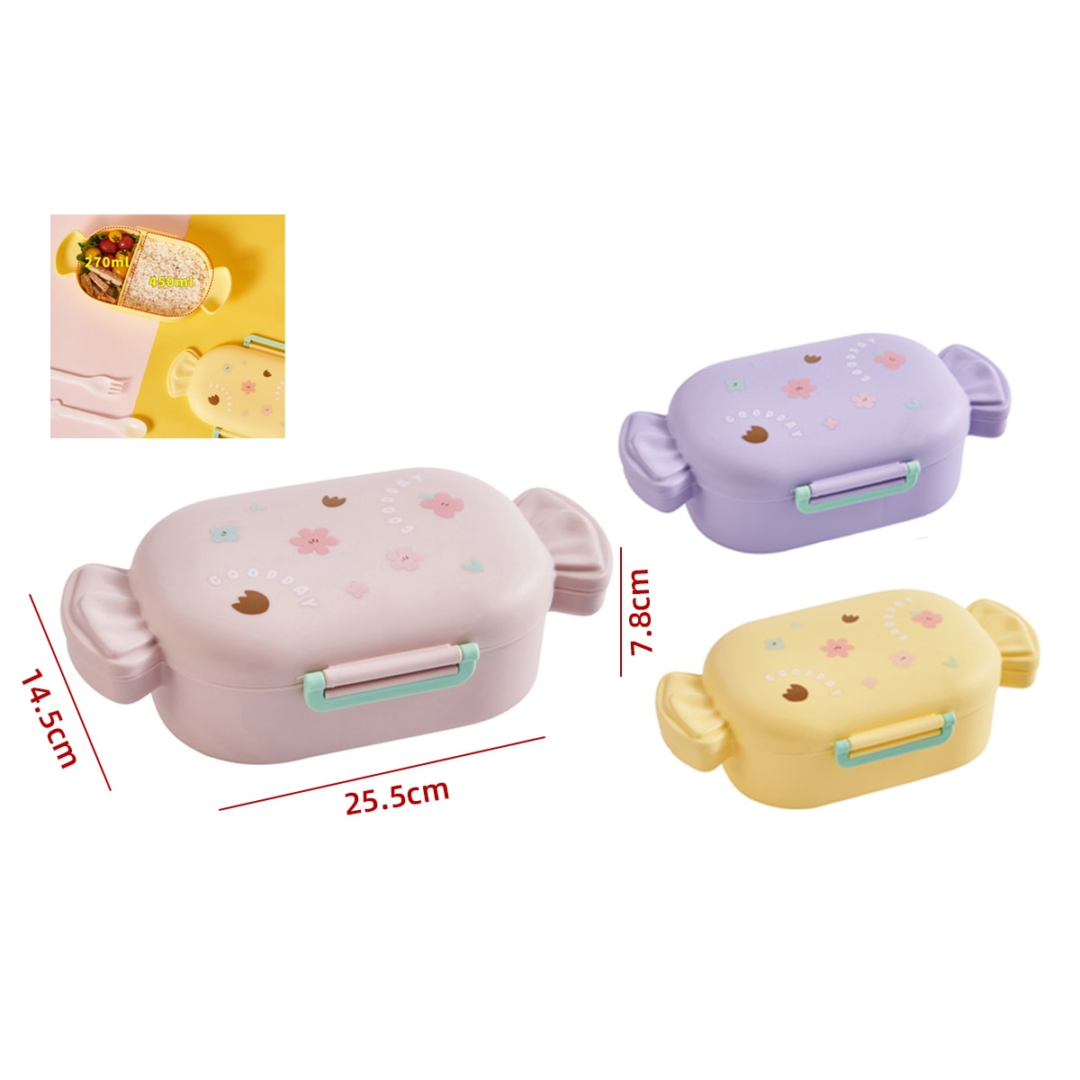 ENVASE LONCHERA PARA EL ALMUERZO DISEÑO DULCE 25.5X14.5X7.8CM | 12 UNID 0
