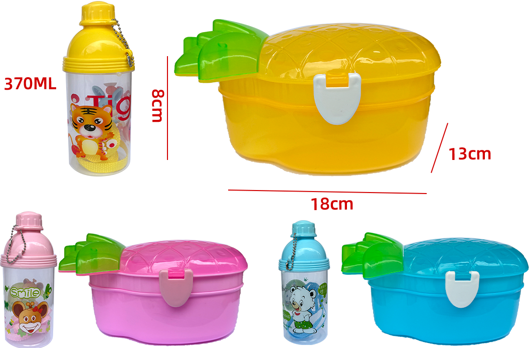 ENVASE LONCHERA PIÑA CON BOTELLA 8X18X13CM 370ML | 6 UNID 3