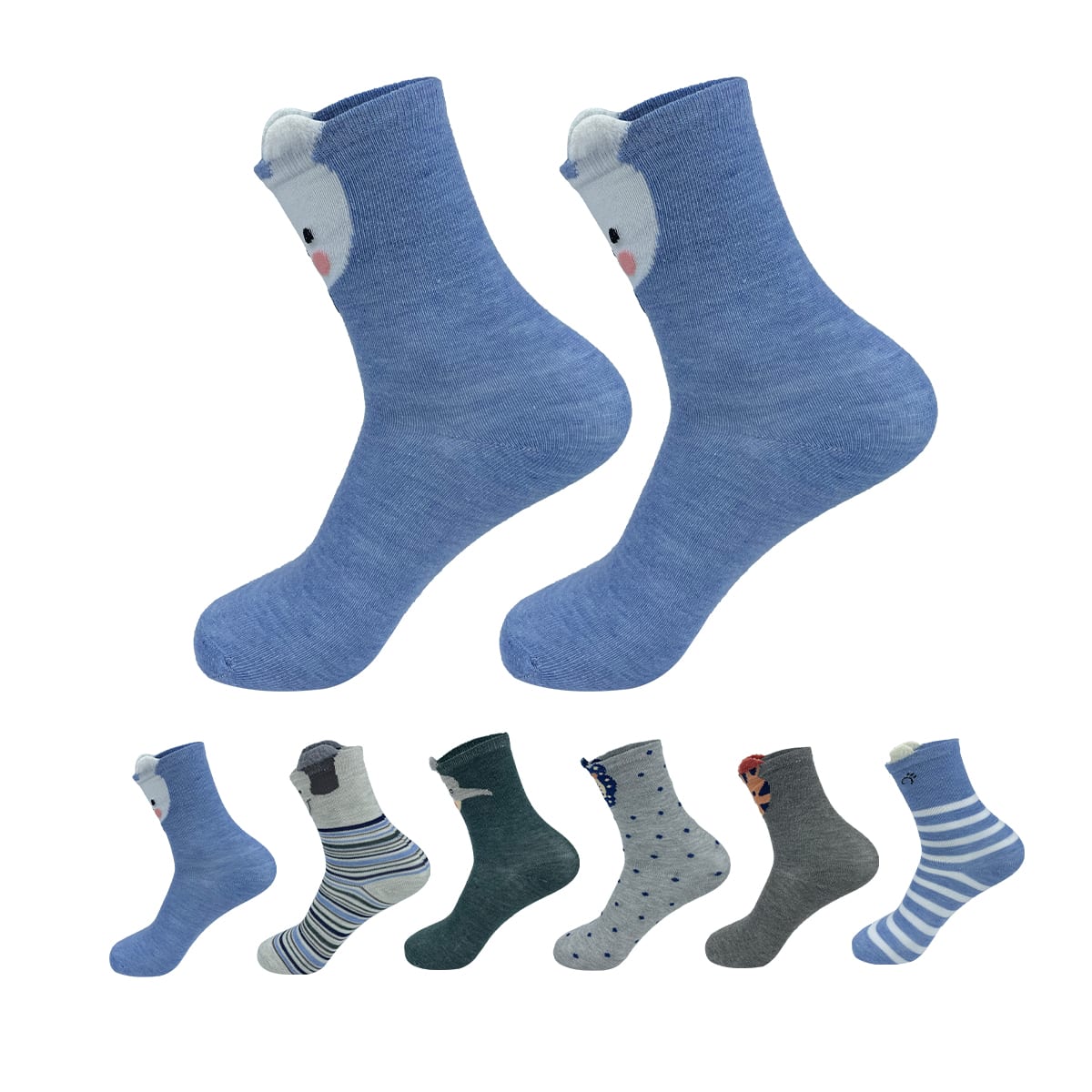 CALCETINES DE NIÑO LISO DISEÑO ANIMALES TALLA  6-9 AÑOS| 12 UNID 0