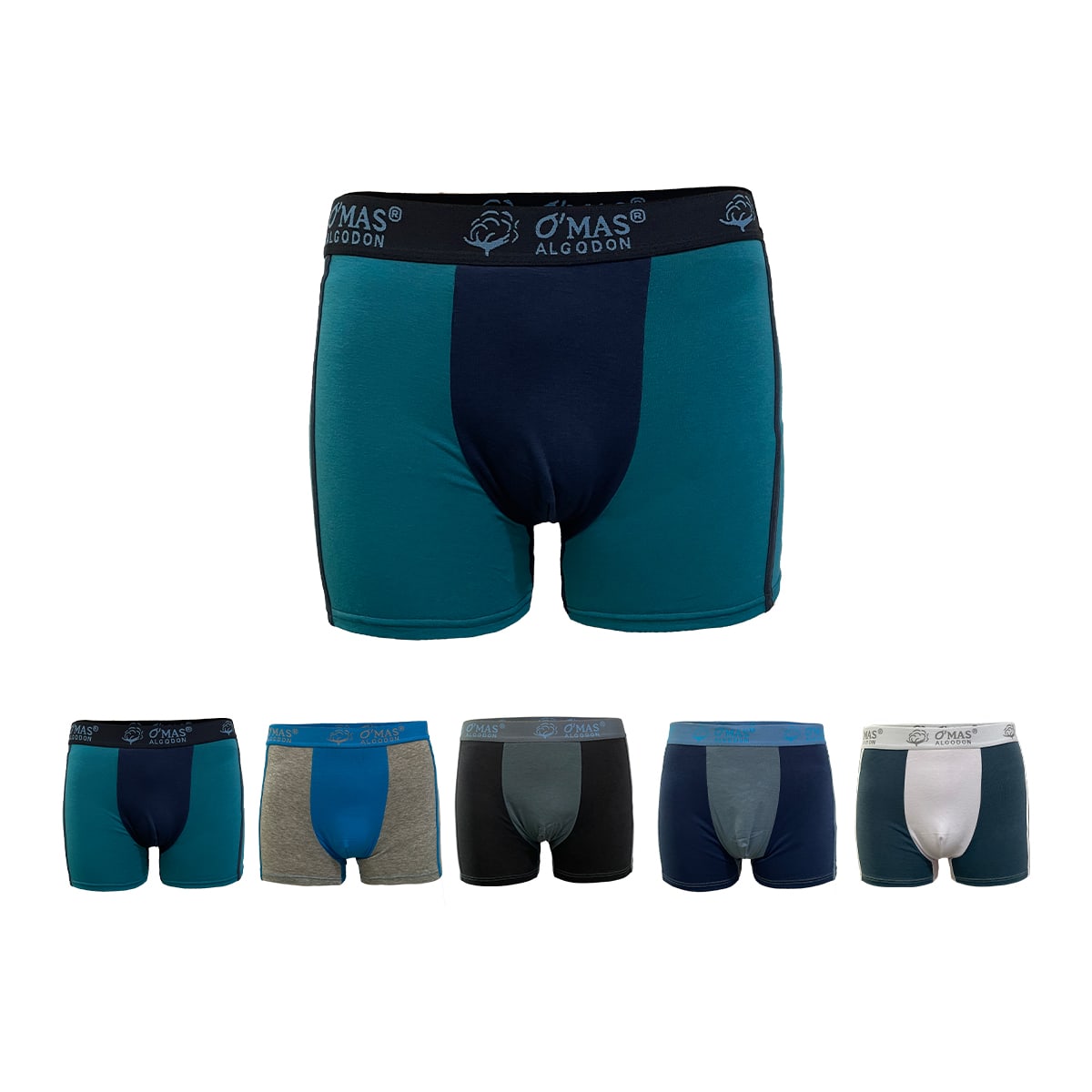 BOXER DE HOMBRE BICOLOR ELASTICO OMAS | 12 UNID 0
