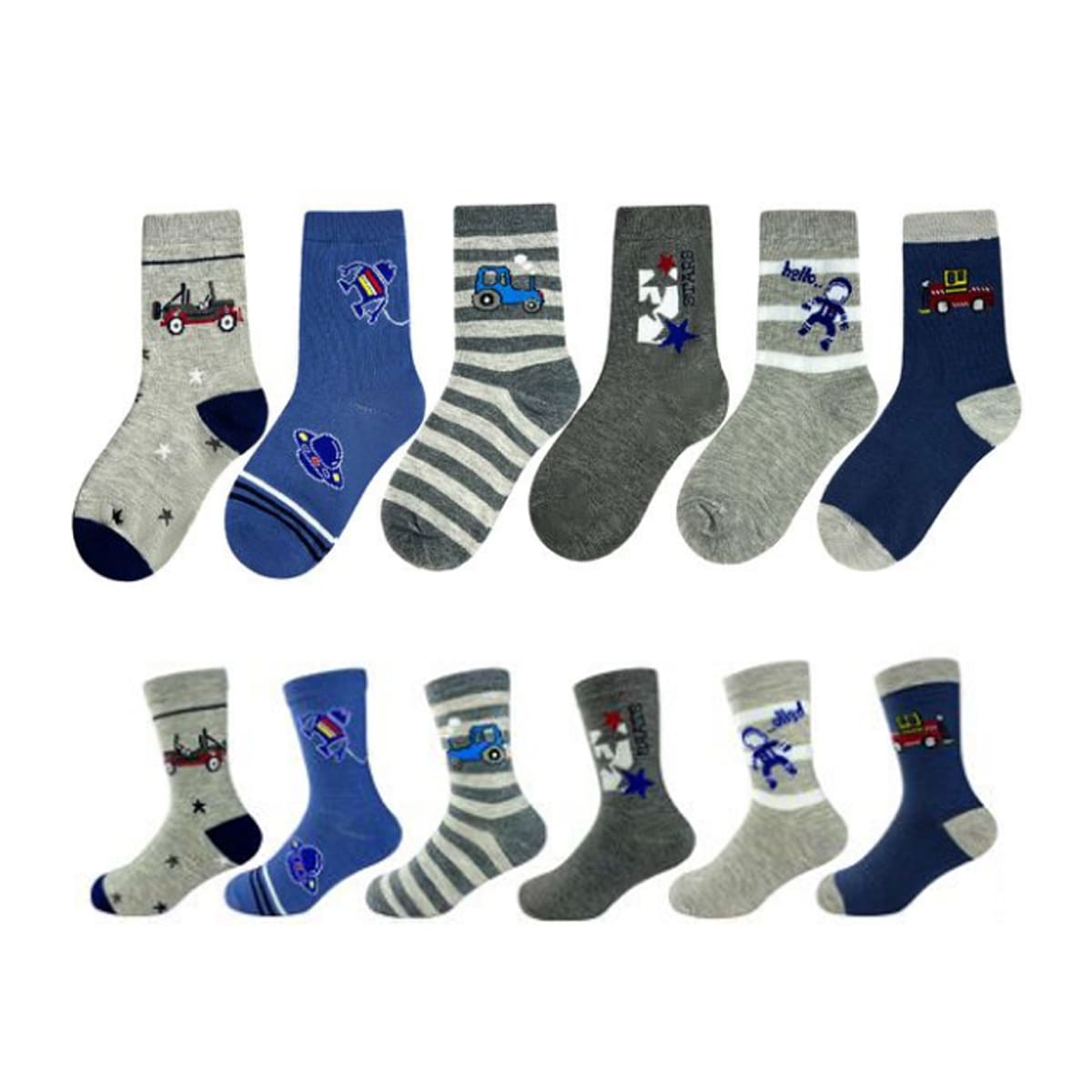 CALCETINES DE NIÑO CORTE MEDIO ESTAMPADO SURTIDOS TALLA 2 | 12 UNID2