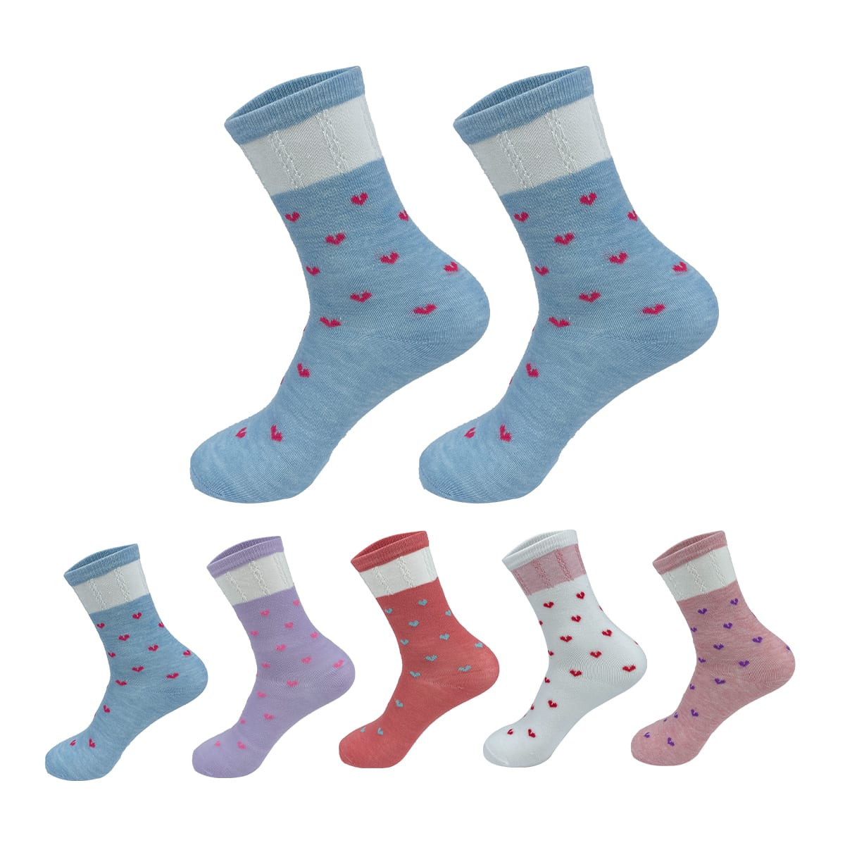 CALCETINES DE NIÑA DISEÑO CORAZON TALLA 9-12 AÑOS| 12 UNID 0