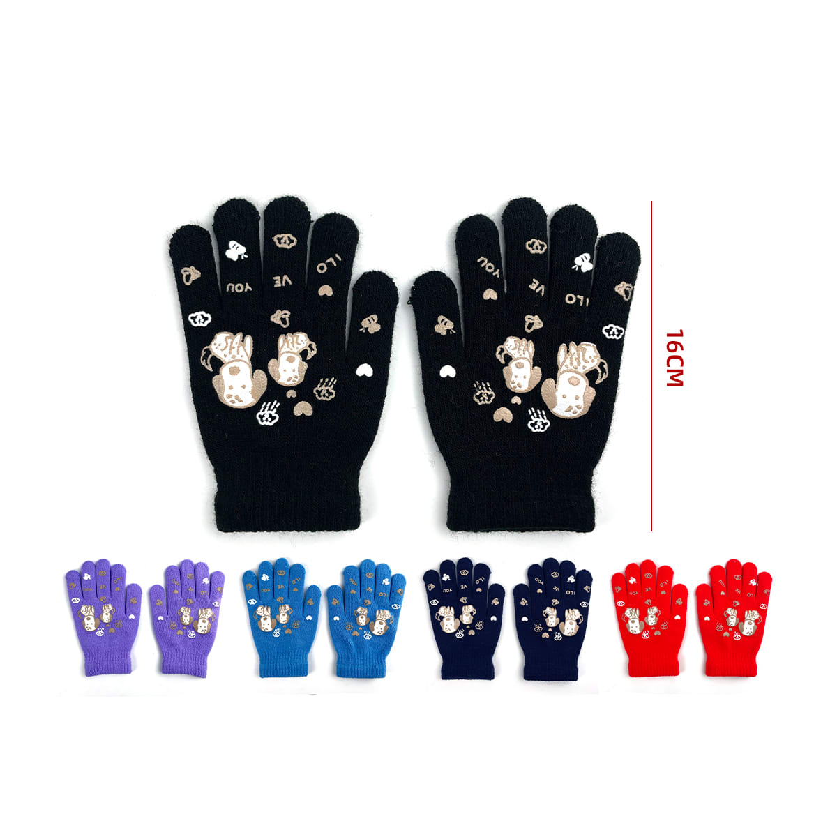 GUANTE LANA ESTAMPADO GOMA DISEÑO PERRO 14CM/16CM 3