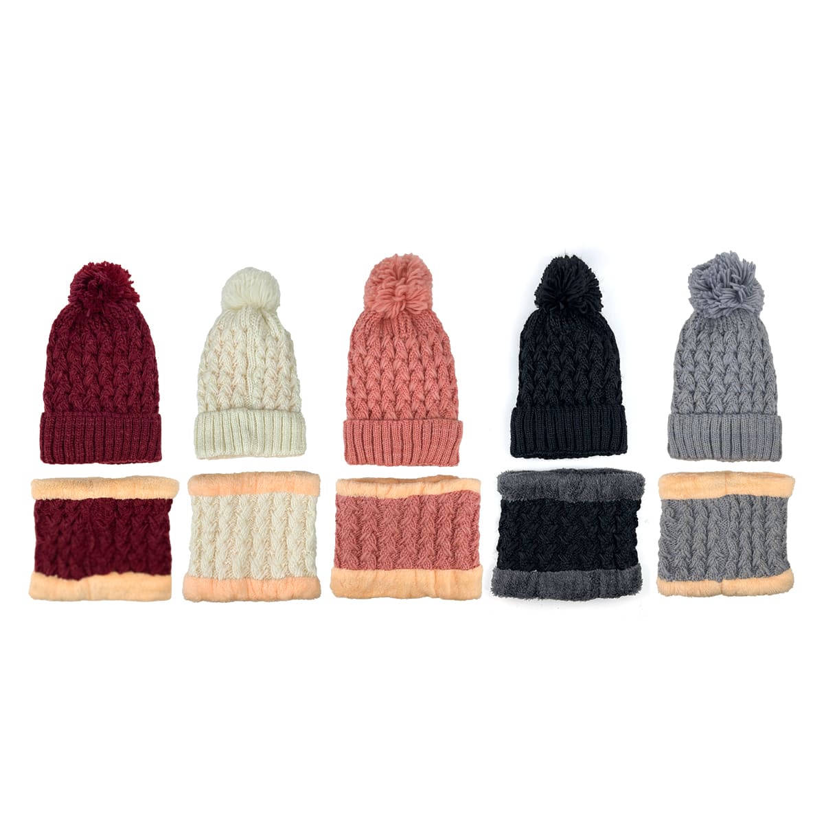 GORRO DE NIÑA JUVENIL CON CUELLO LISO COLORES SURTIDO TEJIDO  19X20CM | 12 UNID 0