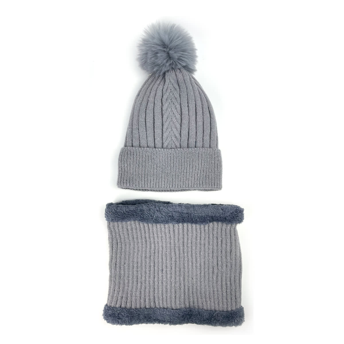 GORRO DE MUJER CON CUELLO LISO SURTIDO TEJIDO PON PON 21X22CM | 12 UNID2