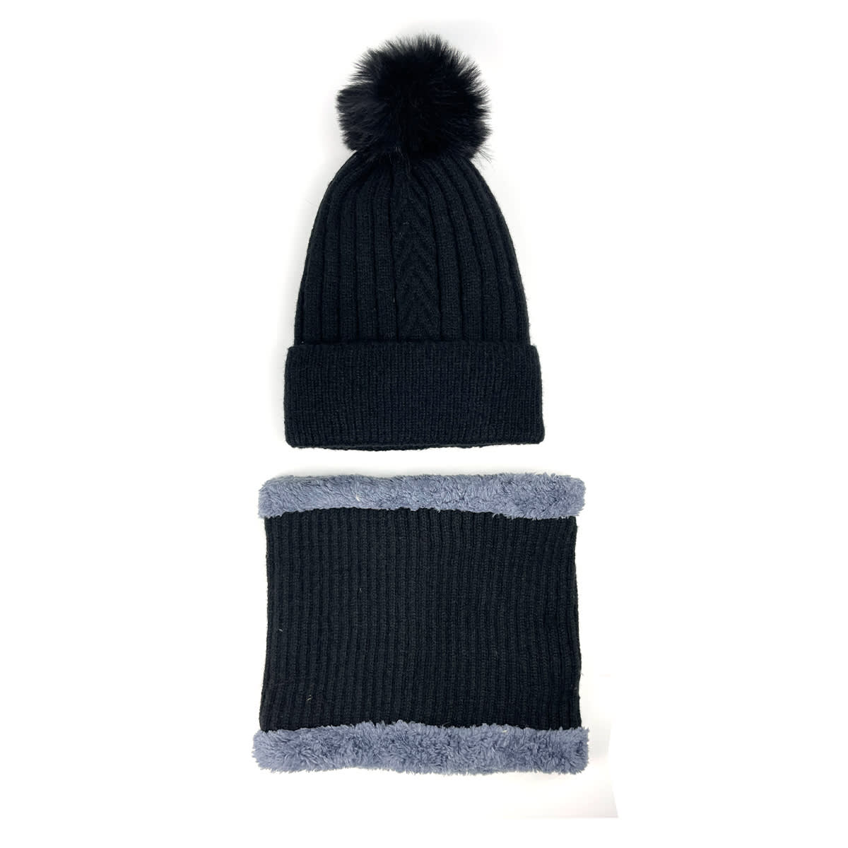 GORRO DE MUJER CON CUELLO LISO SURTIDO TEJIDO PON PON 21X22CM | 12 UNID7