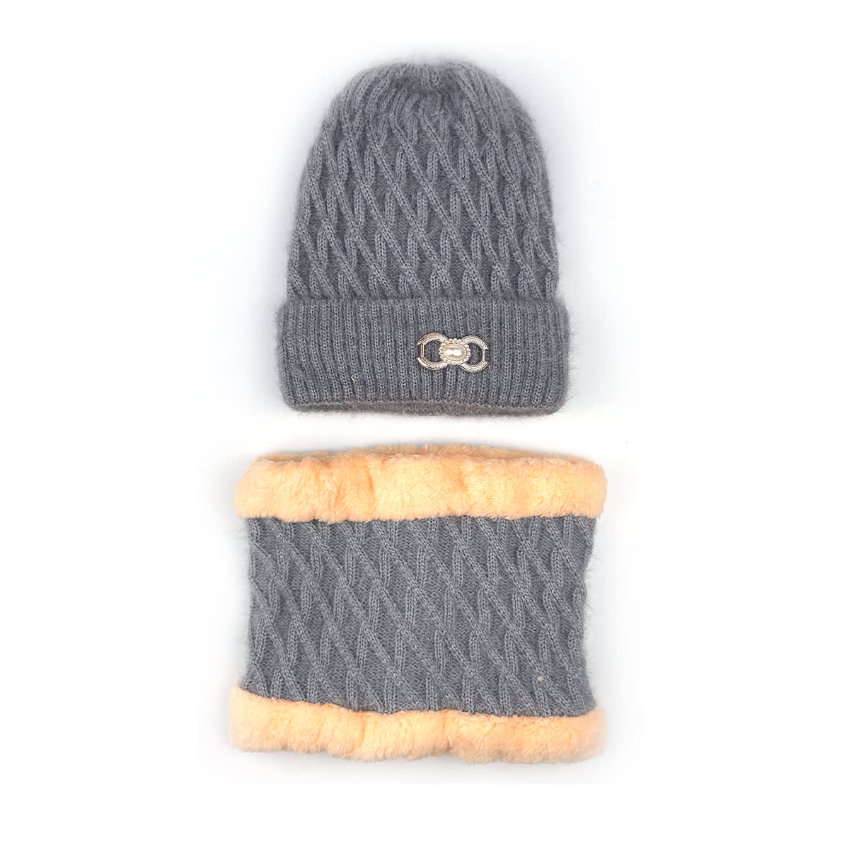 GORRO DE NIÑA JUVENIL CON CUELLO LISO  TEJIDO TRENZADO 20X22CM | 12 UNID3