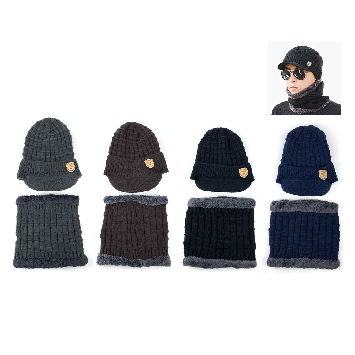GORRO ADULTO CON CUELLO LISO  DISEÑO VISERA PLUSH | 12 UNID 0
