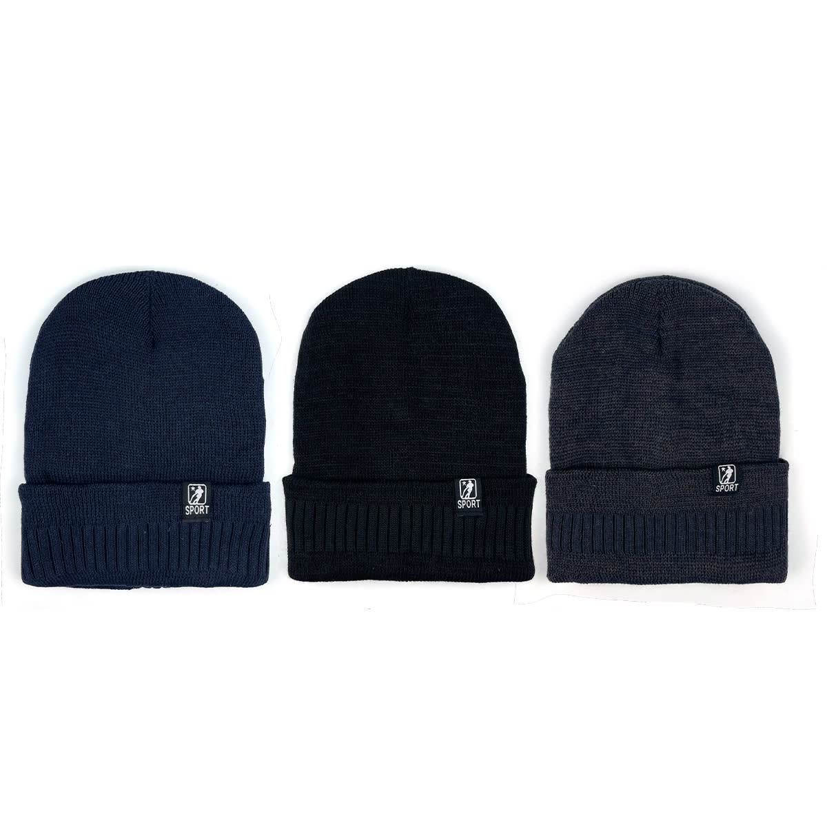 GORRO DE HOMBRE PLUSH DOBLE CAPA GRUESO LISO 21X22CM | 12 UNID 0