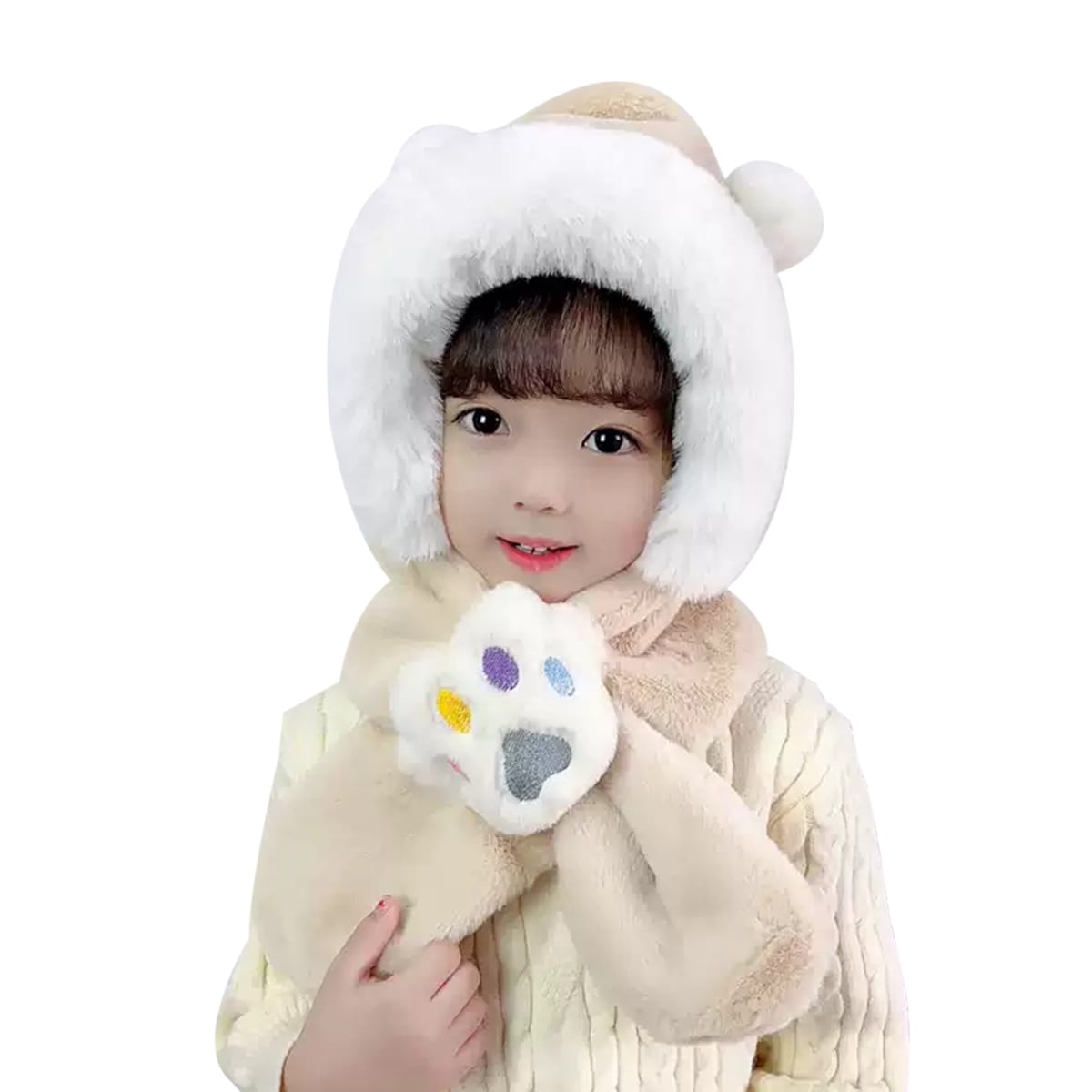 GORRO INFANTIL CON BUFANDA HUELLA TALLA UNICA | 12 UNID7