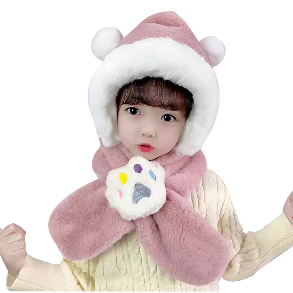 GORRO INFANTIL CON BUFANDA HUELLA TALLA UNICA | 12 UNID3