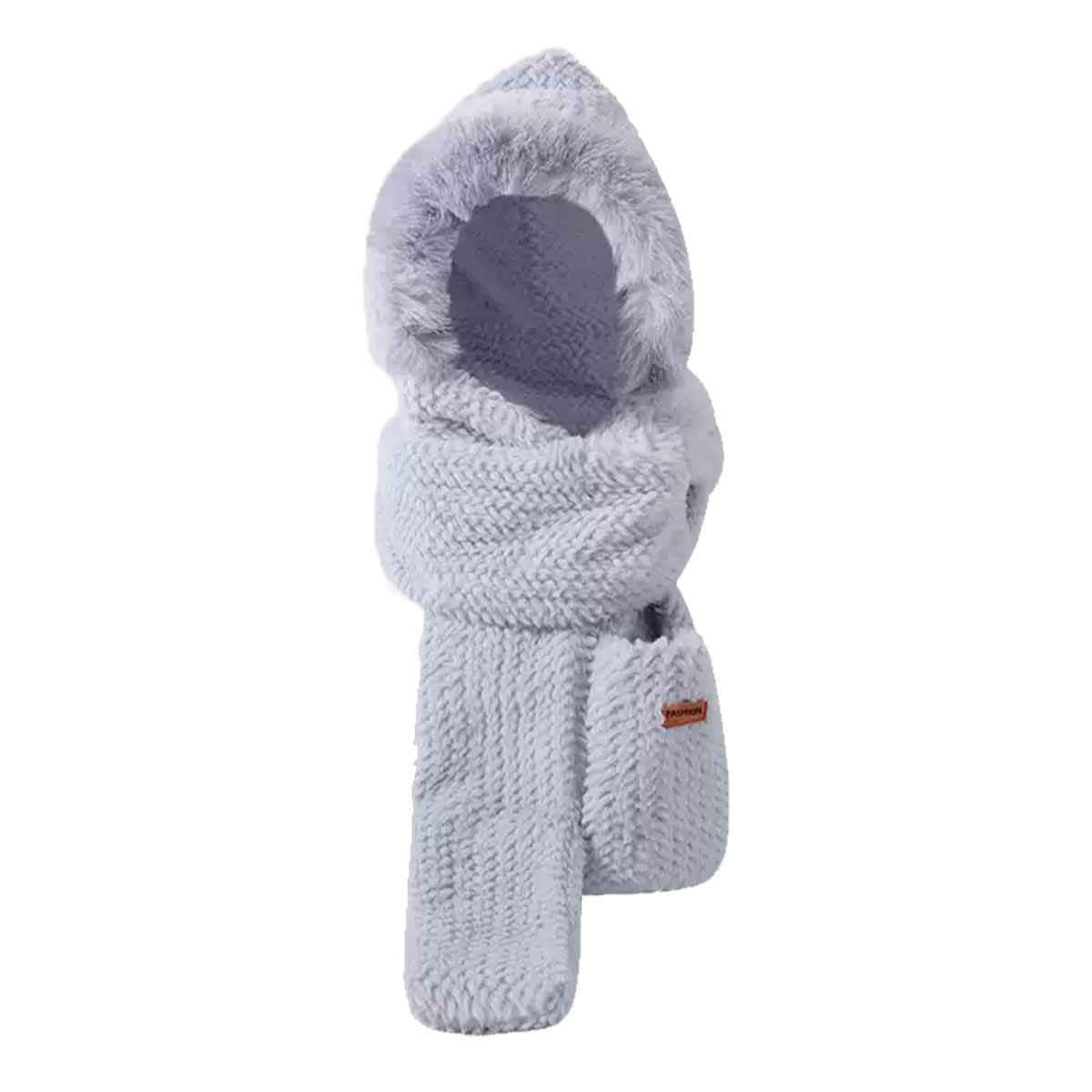 GORRO DE MUJER CON BUFANDA Y GUANTES 3 EN 1 COLO LISO  | 12 UNID5