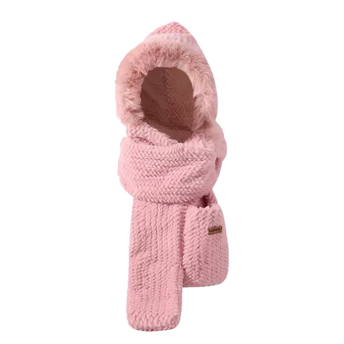 GORRO DE MUJER CON BUFANDA Y GUANTES 3 EN 1 COLO LISO  | 12 UNID3