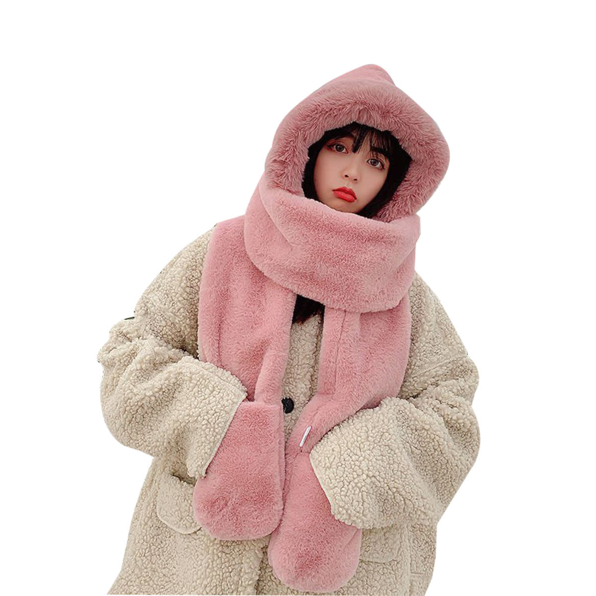 GORRO DE MUJER CON BUFANDA Y GUANTES 3 EN 1 TALLA UNICA | 12 UNID5