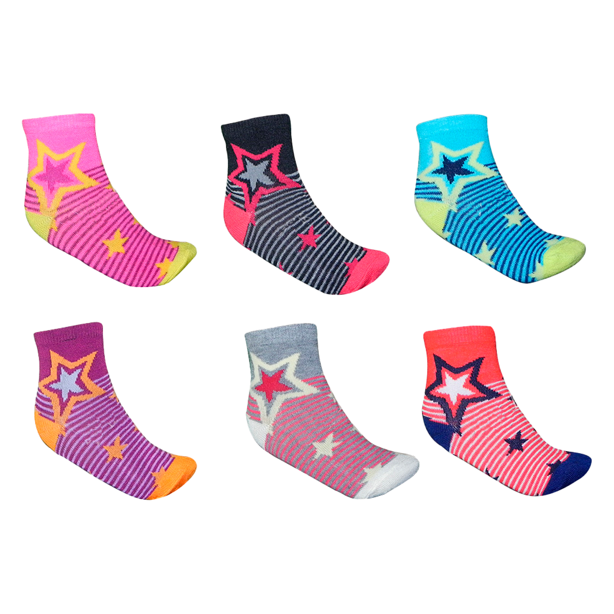 CALCETINES UNISEX ESTRELLA Y FRANJAS | 12 UNID 0