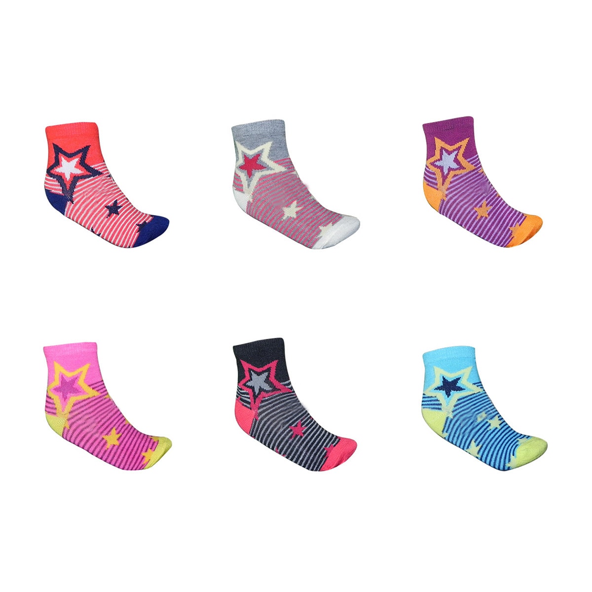 CALCETINES UNISEX ESTRELLA Y FRANJAS | 12 UNID2