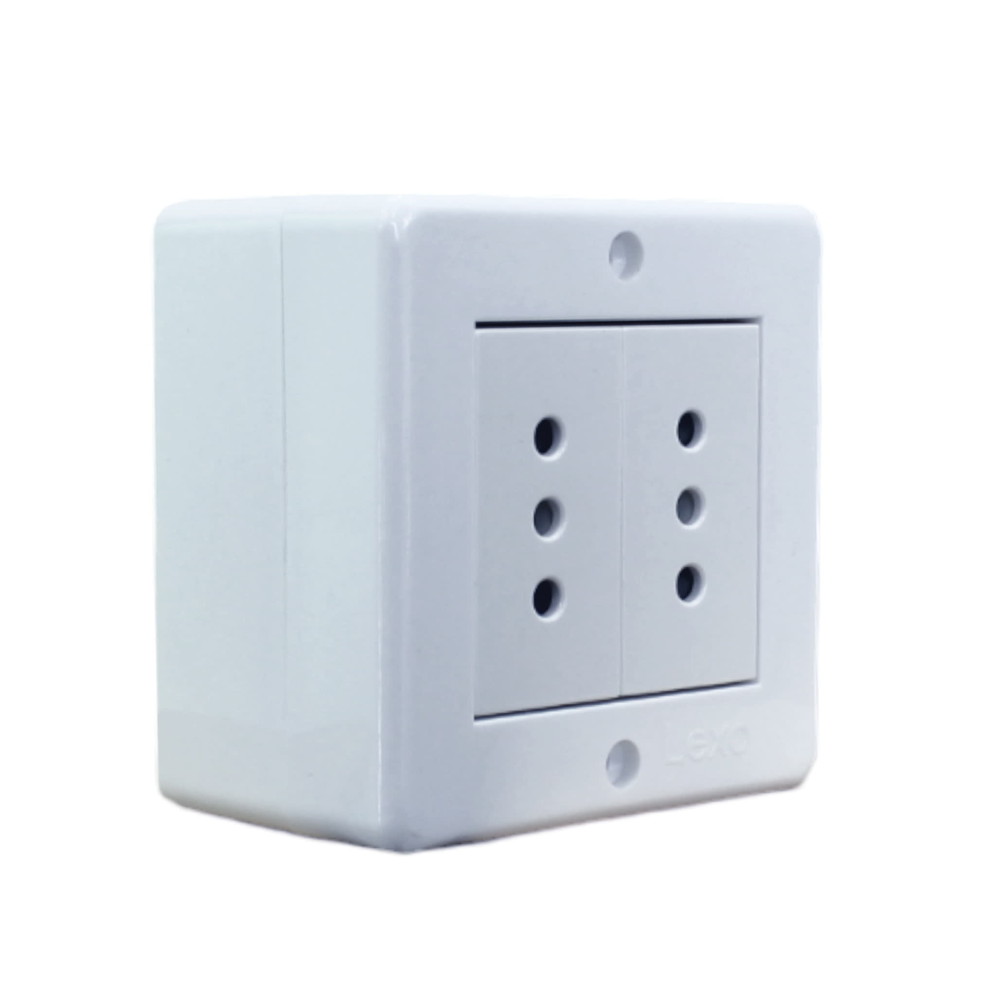 Toma De Corriente Gunsan Empotrable 2 Tomas Con Protección IP20 – Montaje Superficial Color Blanco Modelo 01051100100150