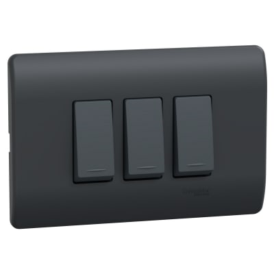 Interruptor Triple 9/24 16A 250V Black Genesis MWD62236