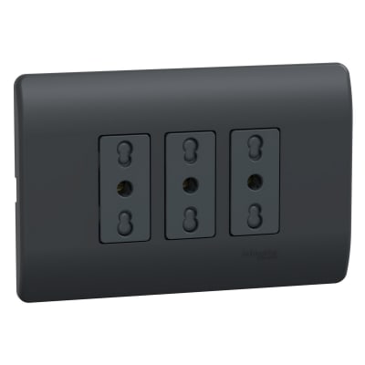 Tomacorriente Triple 10/16A 2P+T Black Genesis MWD608361