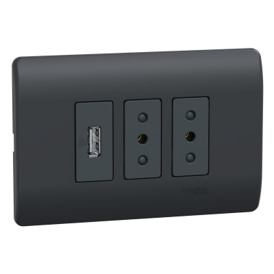 TOMACORRIENTE DOBLE 10A + 1 USB BLACK GENESIS MWD69956