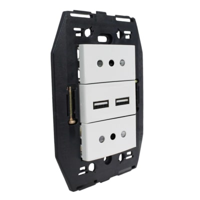 Conjunto Usb Doble + Enchufe Hembra Doble 2p+T 10a S/Tapa Blanco Kalop