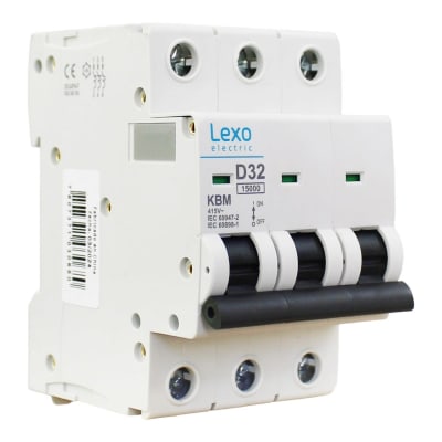 Interruptor Automático MCB 3P 32A Curva D 15kA Lexo