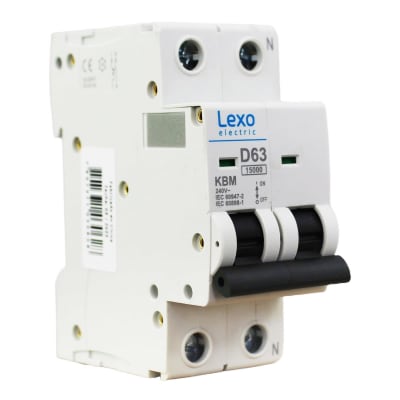 Interruptor Automático MCB 1P+N 63A Curva D 15kA Lexo1